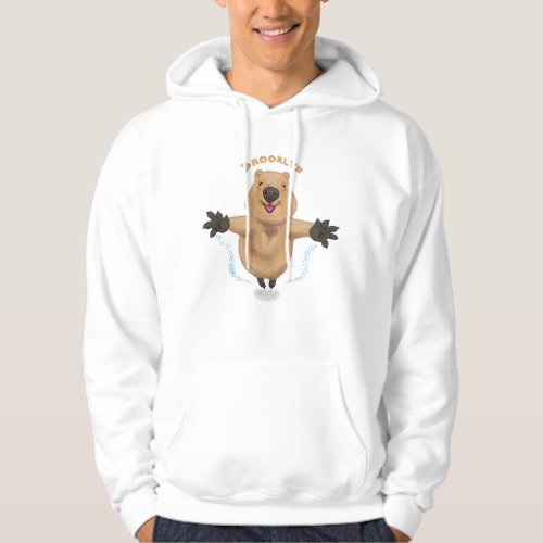 Happy jumping quokka cartoon design hoodie