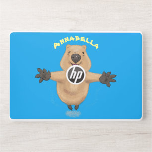 Happy jumping quokka cartoon design HP laptop skin