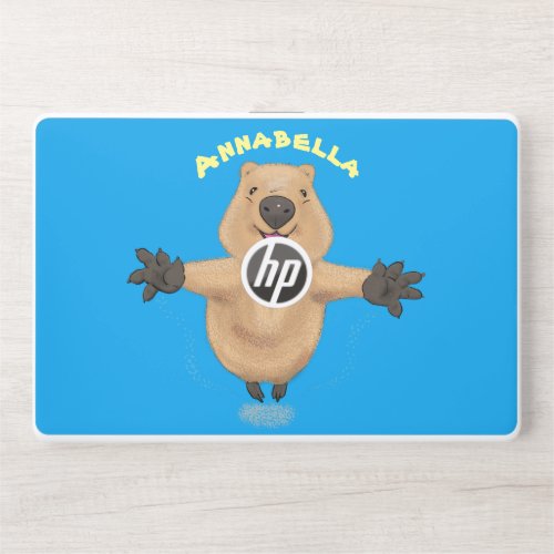 Happy jumping quokka cartoon design HP laptop skin