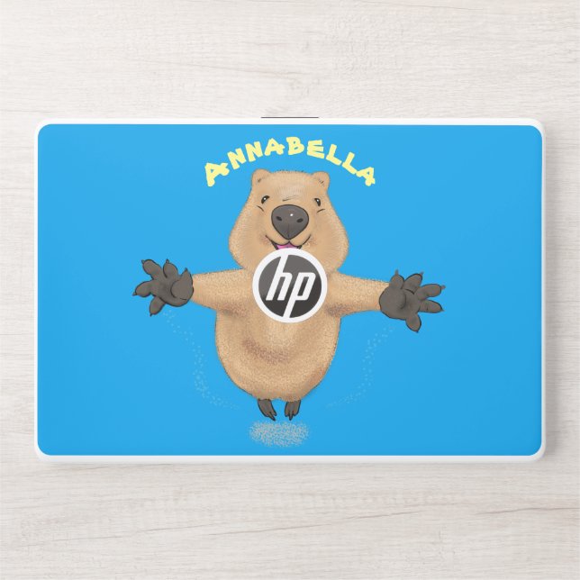 Happy jumping quokka cartoon design HP laptop skin (Front)