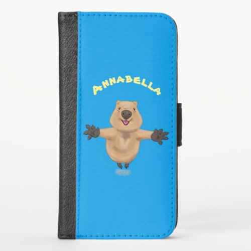 Happy jumping quokka cartoon design iPhone x wallet case