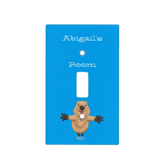 Happy jumping quokka cartoon design light switch cover (Front)