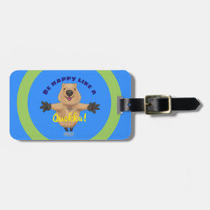 Happy jumping quokka cartoon design luggage tag