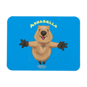 Happy jumping quokka cartoon design magnet