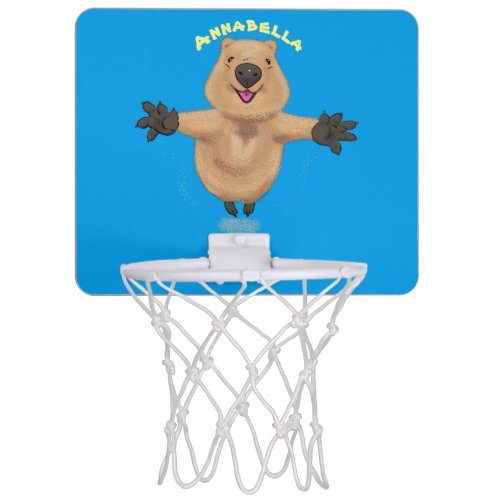 Happy jumping quokka cartoon design mini basketball hoop