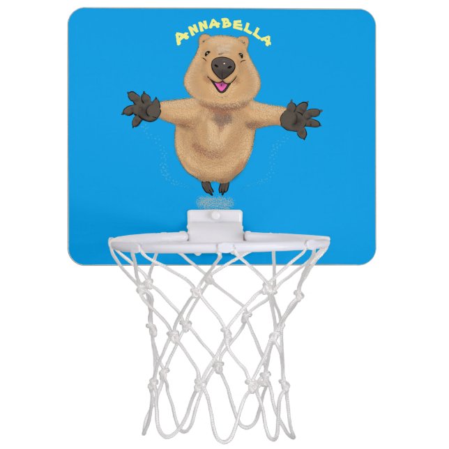 Happy jumping quokka cartoon design mini basketball hoop (Front)
