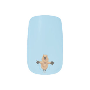 Happy jumping quokka cartoon design minx nail art