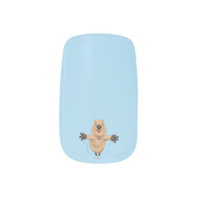 Happy jumping quokka cartoon design minx nail art (Left Thumb)