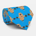 Happy jumping quokka cartoon design neck tie