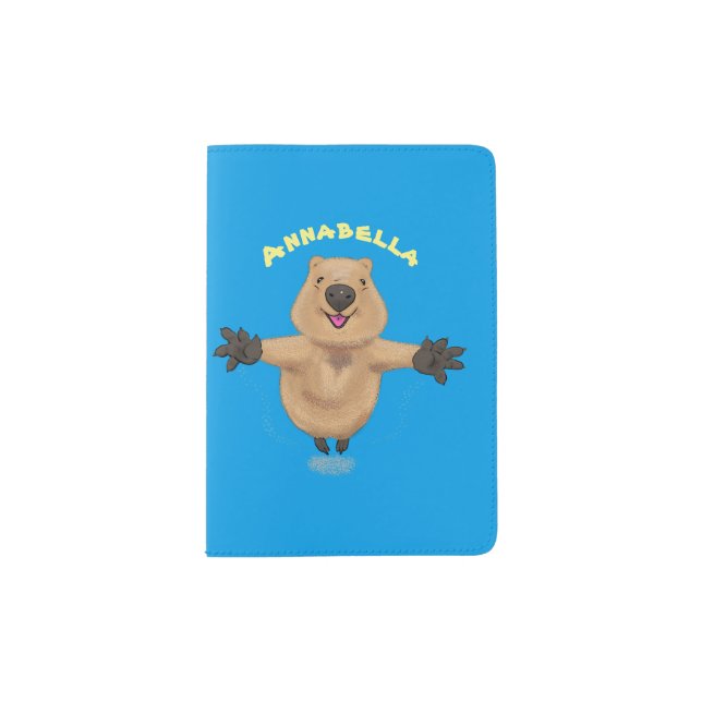 Happy jumping quokka cartoon design  passport holder (Front)