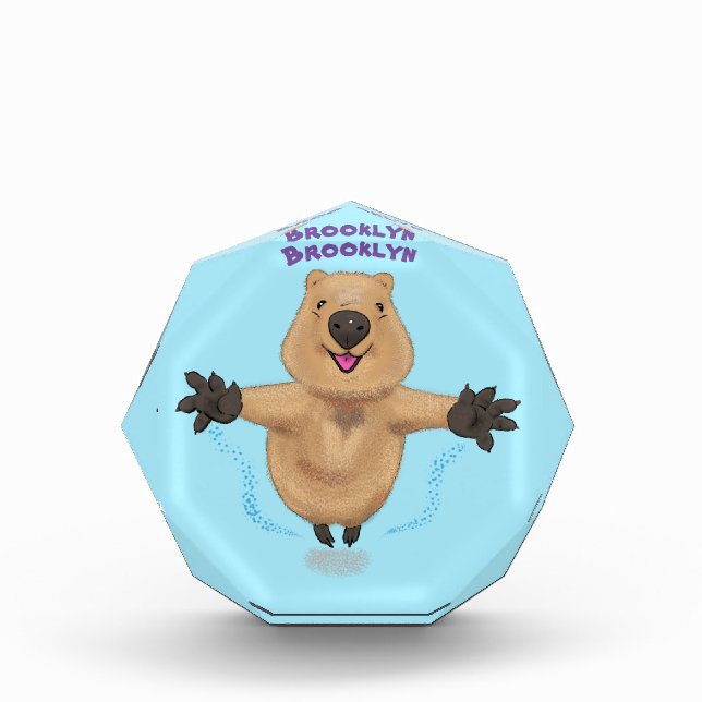 Happy jumping quokka cartoon design photo block (Front)