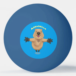 Happy jumping quokka cartoon design ping pong ball