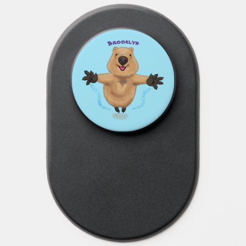 Happy jumping quokka cartoon design PopSocket