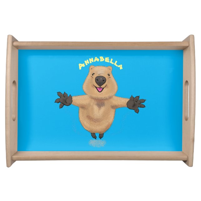 Happy jumping quokka cartoon design serving tray (Front)