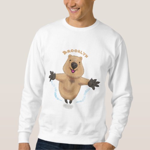 Happy jumping quokka cartoon design sweatshirt