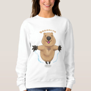 Happy jumping quokka cartoon design sweatshirt