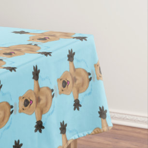 Happy jumping quokka cartoon design tablecloth