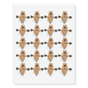 Happy jumping quokka cartoon design temporary tattoos
