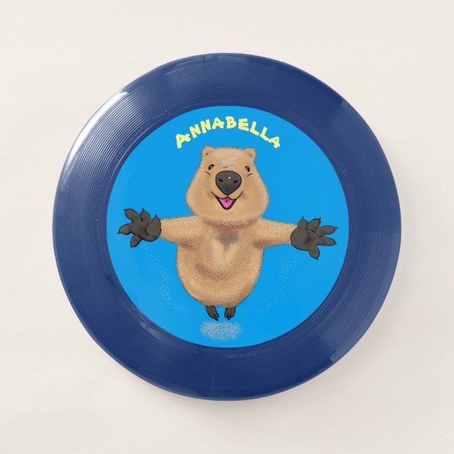 Happy jumping quokka cartoon design Wham-O frisbee (Front)