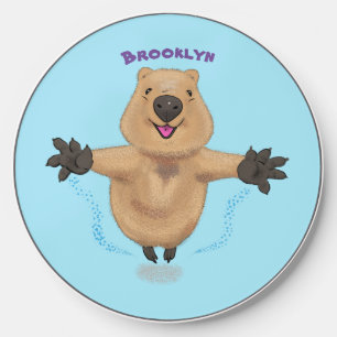 Happy jumping quokka cartoon design wireless charger