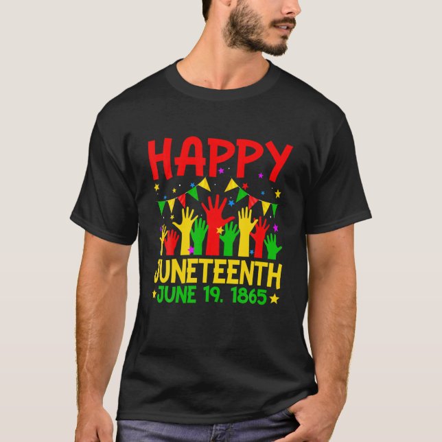 Happy Junenth 1865 Freedom Day BLM African Black H T-Shirt (Front)