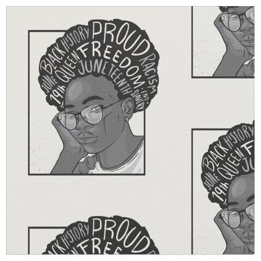 happy juneteenth african black girl fabric