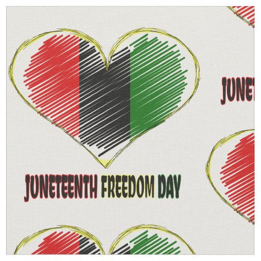 happy juneteenth african flag heart fabric