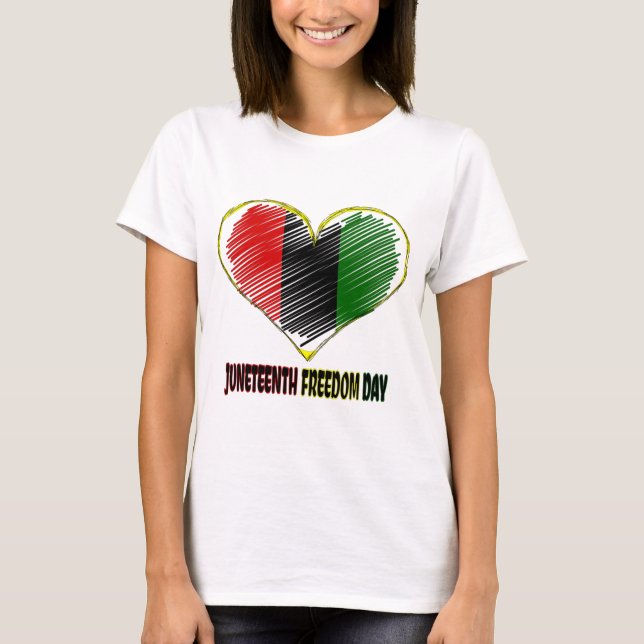 happy juneteenth african flag heart T-Shirt (Front)