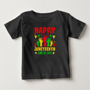 Happy Juneteenth Black Red Green Yellow Hands  Baby T-Shirt