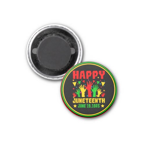 Happy Juneteenth Black Red Green Yellow Hands     Magnet