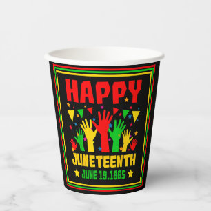 Happy Juneteenth Black Red Green Yellow Hands      Paper Cups
