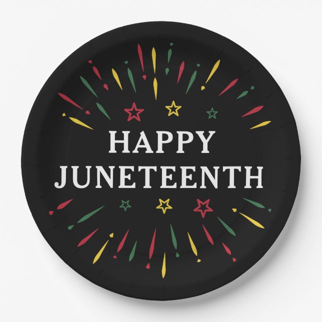 Happy Juneteenth Celebrate Black Independence Day Paper Plates (Front)