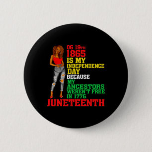 Happy Juneteenth Is My Independence Day Free Black Button