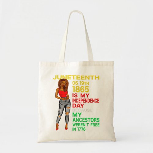 Happy Juneteenth Is My Independence Day Free Black Tote Bag