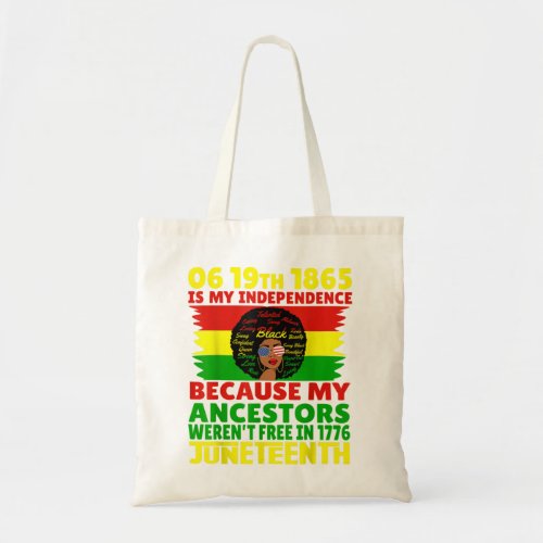 Happy Juneteenth Is My Independence Day Free Black Tote Bag