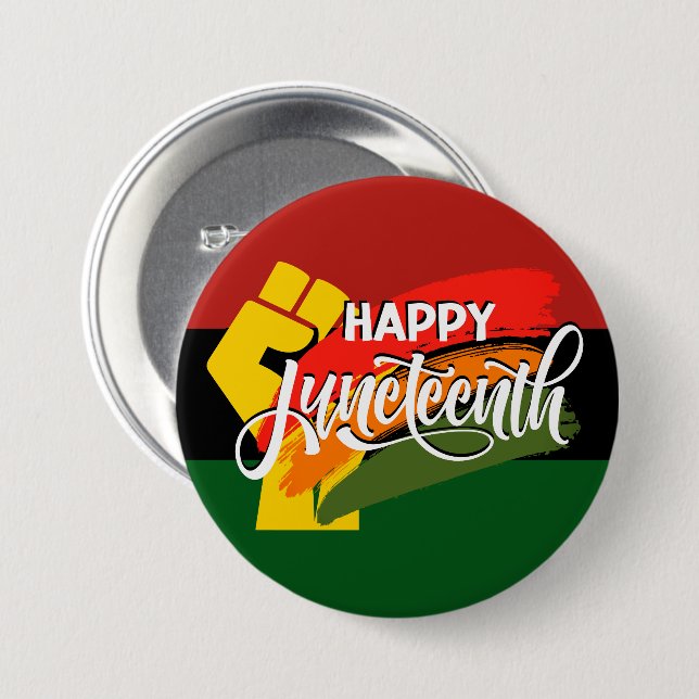 HAPPY JUNETEENTH Pan African Button (Front & Back)