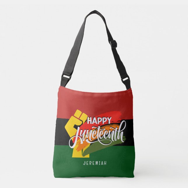 HAPPY JUNETEENTH Pan African Crossbody Bag (Front)
