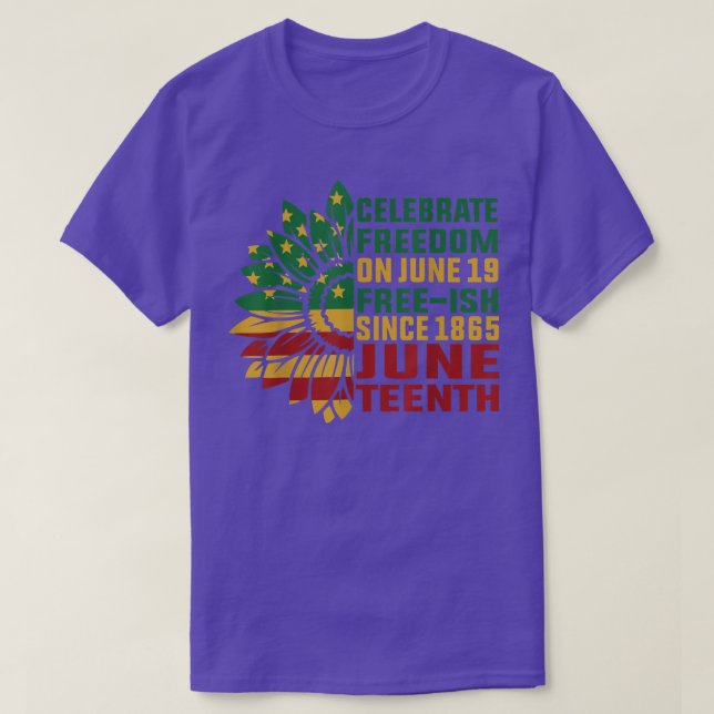 Happy Juneteenth Sunflower African American Black  T-Shirt (Design Front)