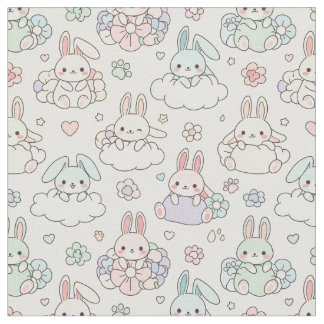 Happy Kawaii Bunny Fabric
