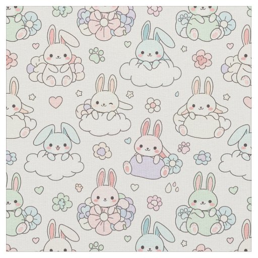 Happy Kawaii Bunny Fabric