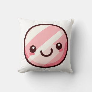 Happy Kawaii Candy Character Design Throw Pillow