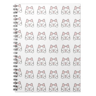 Happy Kawaii Cat Face Pattern Notebook