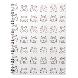 Happy Kawaii Cat Face Pattern Notebook