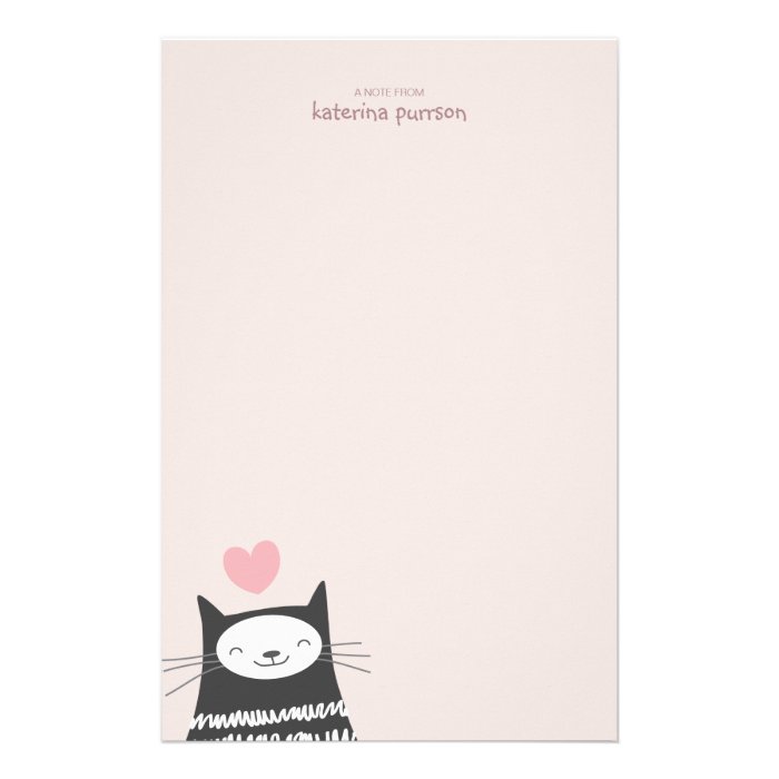 Happy Kawaii Cat Personalizable Note Paper Stationery