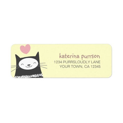 Happy Kawaii Cat Return Address Label