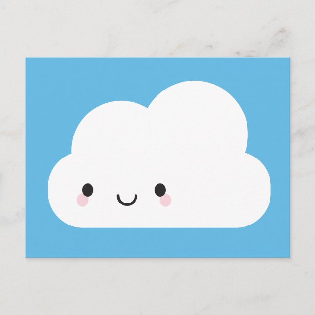 Happy Kawaii Cloud Postcard (Front)