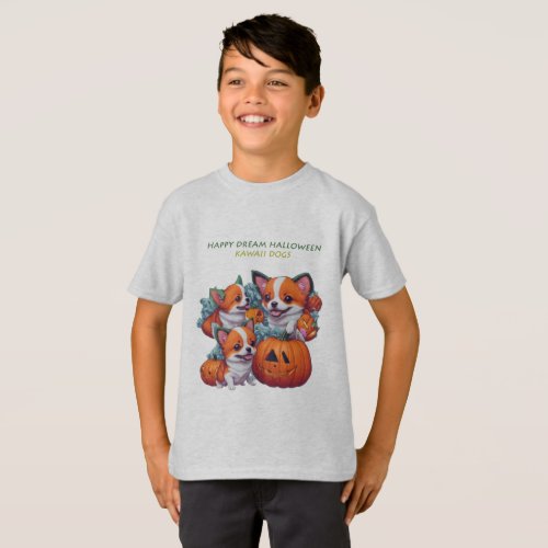 Happy Kawaii Dogs Halloween T_Shirt