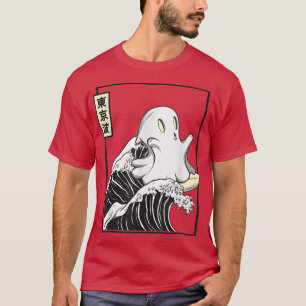 Happy Kawaii Ghost Surfing Kanagawa Wave Japan Aes T-Shirt