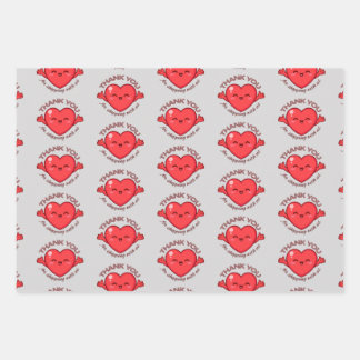 Happy Kawaii Heart Thank You for Shopping with Us Wrapping Paper Sheets