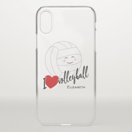 happy kawaii "I love volleyball" typography heart iPhone X Case